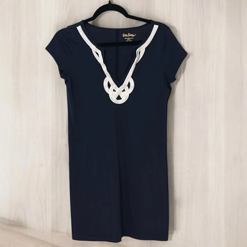Lilly Pulitzer Navy Mini Dress with White Trim - Picture 2 of 9